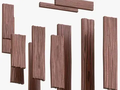 Stylized Wood Plank Low-poly 3D model