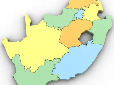 3d Political Map of South Africa 3D model