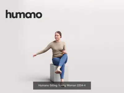 Humano 6-Pack - SITTING SEATED GIRL MAN PEOPLE - 6x 3D models A