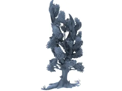Winter windy tree 3  3D model
