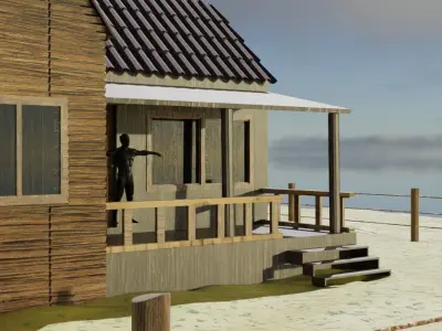 House Wood Without Texture Low-poly 3D model