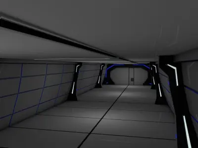 sci fi corridor 3D model 9
