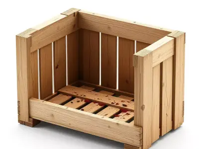 Rustic Wooden Storage Crate Low-poly 3D model