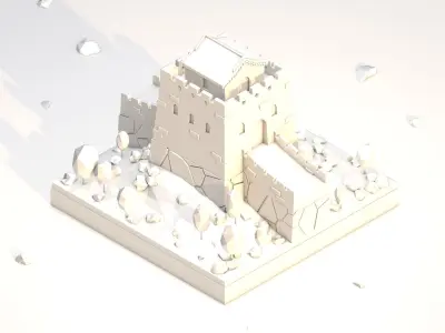 Cartoon Low Poly Great Wall China Illustration Low-poly 3D model