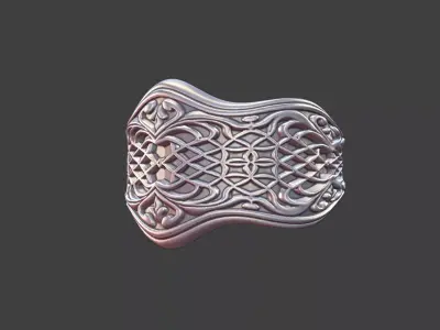 Japanese Pattern Ring Silver Jewelry 3D Model 3D print model