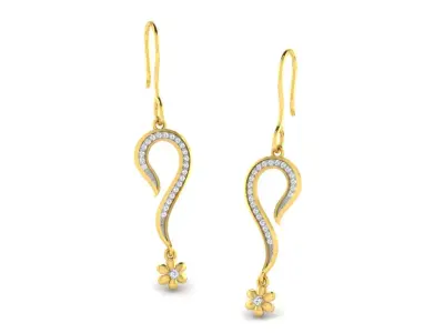Gold Diamond Women Earring 3D print Model 3D print model 159