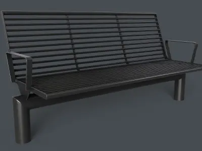 Metal Modern Bench 23 PBR Game Ready Low-poly 3D model