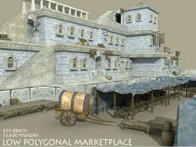Medieval Marketplace Low-poly 3D model