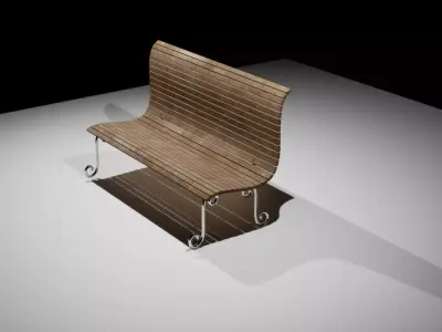 Exterior Wooden Bench 3D model 3D model