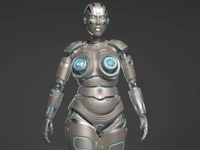 LADY ROBOT CURVY RIGGED 3D model