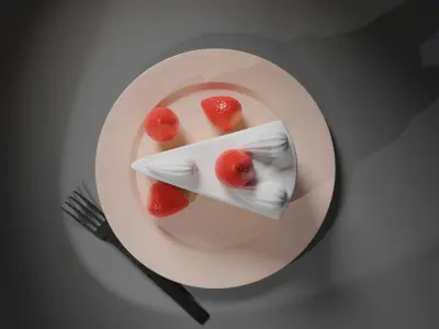 Strawberry cake classic 3D model  3D model