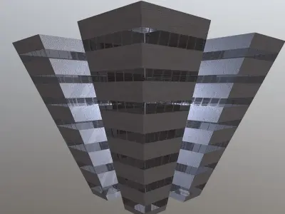 Dystopian Block Building Low-poly 3D model