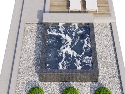 Backyard and Landscape with Pool 11 3D model