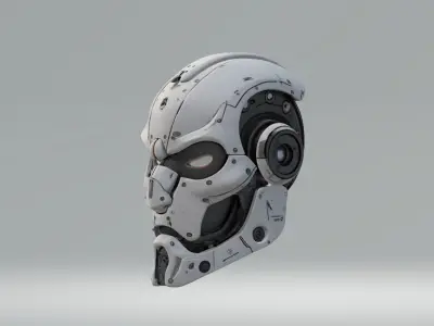 Cyberpunk Robot Head Low-poly 3D model