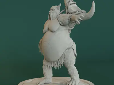 Barbarian statue of demon with horns 3D print model
