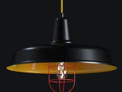 Industrial Lamp Light  Set Three Pieces  3D model