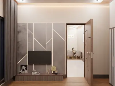 2 BHK Apartment Interior with Assets DS3 Low-poly 3D model