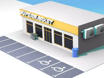 SuperMarket cartoon-style 3D model