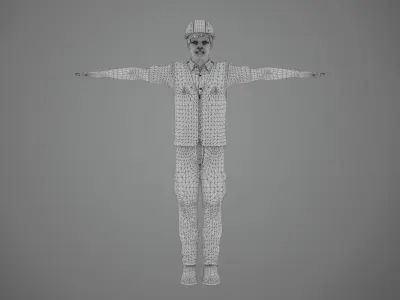 Worker Rigged Low-poly 3D model