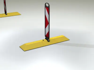 Yellow guide barrier 12 pointing right 628-21 Low-poly 3D model