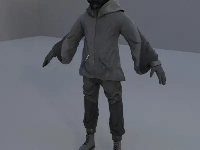 Cyberpunk Character - Scifi streetwear Low-poly 3D model