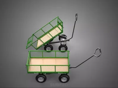 TIPPING MESH NET TROLLEY CART WAGON TRAILER WHEEL BARROW UTILITY 3D model