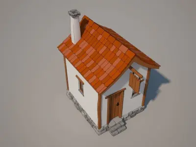 Cartoon Medieval House 01 3D model