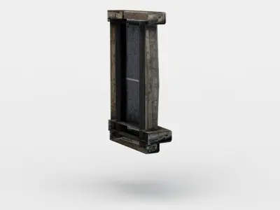 Window wooden door with metal frame Low-poly 3D model