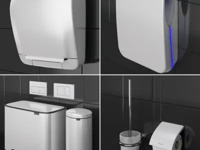 Bathroom accessories set 73 White  3D model