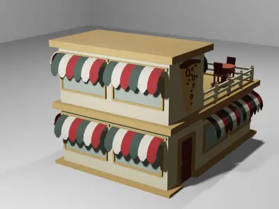 Low Poly Pizza Shop with 3 different color options Low-poly 3D model