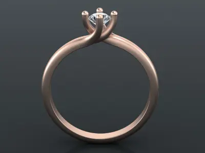 Engagement ring with diamond gem 3 mm for  CNC or  3D print model