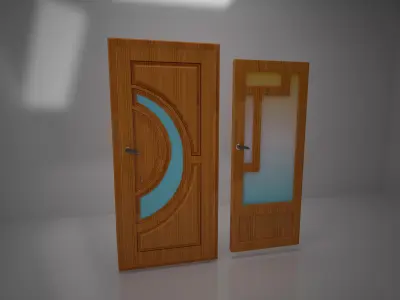 Door Model pair of wooden doors 3D model