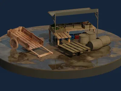 Village shop -  Low poly - Game ready Low-poly 3D model