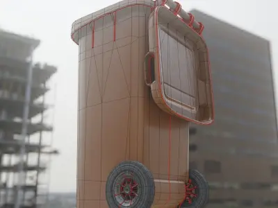 Rigged Organic Waste Bin 120L -Low-Poly-Version- Low-poly 3D model