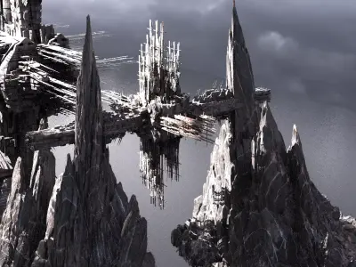 Archon Ship Cliff Ruins 1 3D model