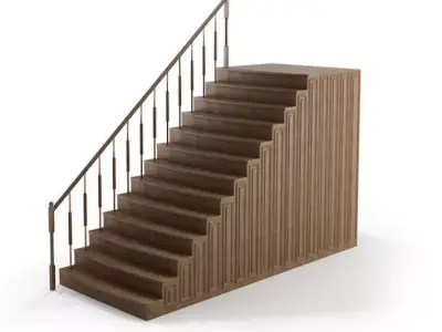 Wooden stairs railings 137 am79 3D model