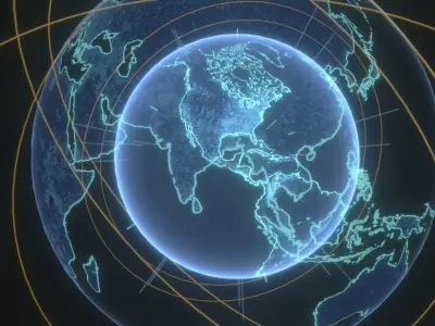 Animated Hologram Planet Earth 2 Sci-Fi 3D Model Low-poly 3D model