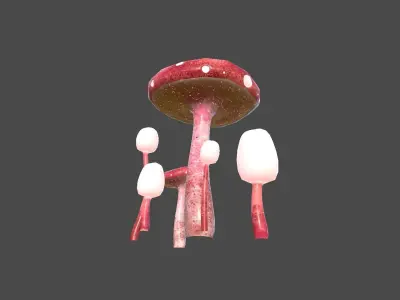 Fantasy Mushroom H03 Red - Scene Backdrop Design Low-poly 3D model