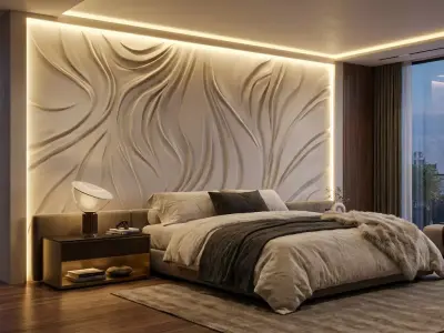 Modern wavey Relief Panel Wall Decor Set STL Mural CNC 329 3D model