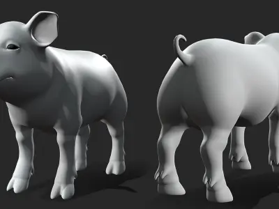 Baby Pig BaseMesh - Topology + UV Map