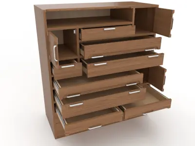 commode 9 wooden dresser with drawers 3D model