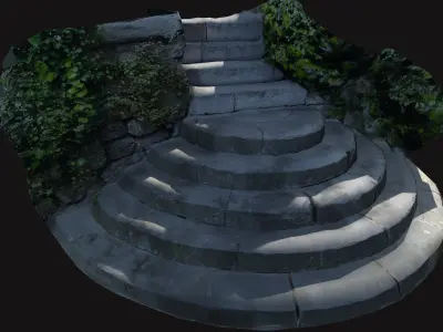 Stone Stairs LOW POLY 920 quards Low-poly 3D model