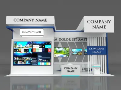 Booth Exhibition Stand Stall 6x9m Height 500 cm 3 Side Open 3D model