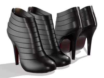 Ankle Pleated Boots Low-poly 3D model