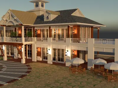 Architecture - Beach Club House - Bahamian Style 3D model