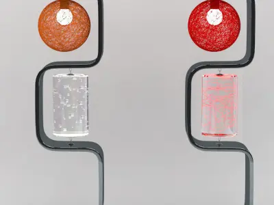 torchiere 3 lamp with orange ball in middle 3D model