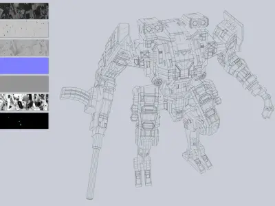Sci fi Battle Mech Low-poly 3D model