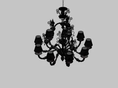 Chandelier gold with shades Free 3D model