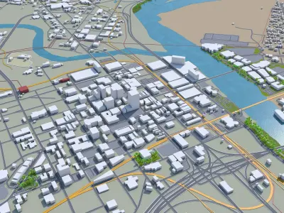Shreveport Louisiana USA 40km Low-poly 3D model
