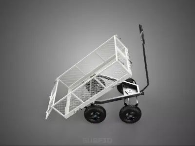 WHITE TIPPING STEEL GRID METAL MESH CART UTILITY WAGON TROLLEY 4 3D model